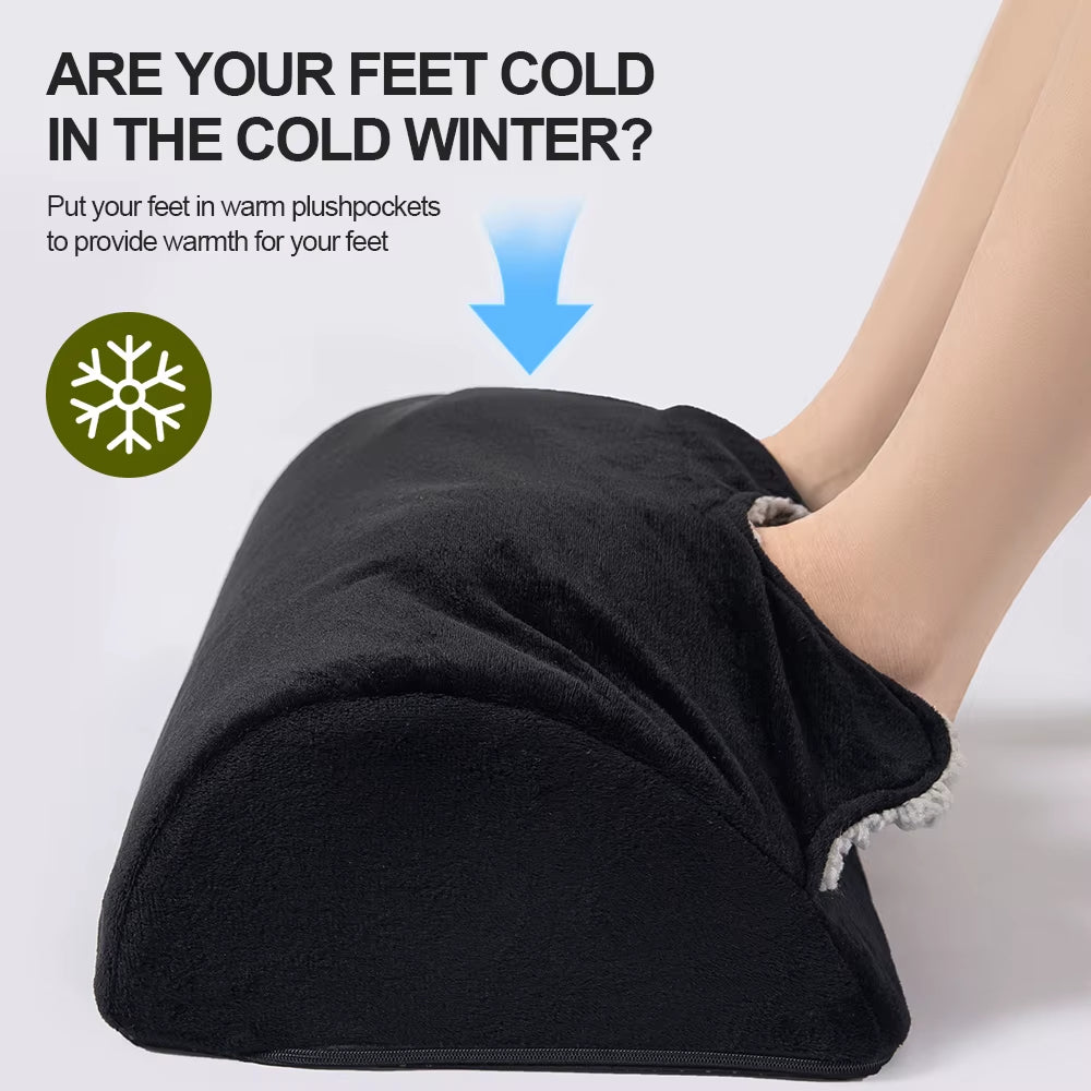 Foot under the Desk, Warm Foot Pocket Footstool, Comfortable Footpad with Lamb Wool, Suitable for Office Game Chair Legs Support